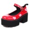 Round Toe Chunky Heels Platforms Sweet Hearts Mary Janes Rock Gothic Pumps - Red