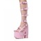 Peep Toe Chunky Heels Buckle Straps Punk Gothic Platforms Gladiators Sandals - Pink Faux Leather