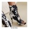 Peep Toe Stiletto Heels Flock Suede Lace Up Spring Gladiator Spring Ankle Straps Sandals Pumps - Cow Brown
