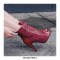 Peep Toe Stiletto Heels Lace Up Gladiator Spring Ankle Highs Sandals Pumps - Red Wine
