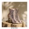 Italian Heels Lace Up Peep Toe Leopard Transparent Mesh Patent Back Zipper Pumps - Beige