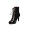 Peep Toe Stiletto Heels Lace Up Gladiator Spring Ankle Highs Sandals Pumps with Back Zipper - Black