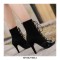 Peep Toe Stiletto Heels Lace Up Gladiator Spring Ankle Highs Sandals Pumps with Back Zipper - Black