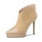 Pointed Toe Stiletto Heels Ankle High Platforms Suede Booties - Apricot