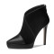 Pointed Toe Stiletto Heels Ankle High Platforms Suede Booties - Black