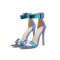 Ankle Buckle Straps Peep Toe Stiletto Heels Serpentine Sandals - Green