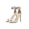 Ankle Buckle Straps Peep Toe Stiletto Heels Serpentine Sandals - Pink