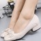 Square Toe Butterfly Knot Low Heeled Ballet Flats Pumps - Red Black