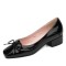 Square Toe Butterfly Knot Low Heeled Ballet Flats Pumps - Black
