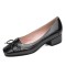 Square Toe Butterfly Knot Low Heeled Ballet Flats Pumps - Dark Gray
