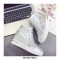 Round Toe Wedges LaceUp Sports Shoes - Silver