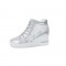 Round Toe Wedges LaceUp Sports Shoes - Silver