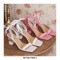 Strange Heels Peep Toe String Bead Ankle Ribbon Straps Sandals - White