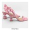 Strange Heels Peep Toe String Bead Ankle Ribbon Straps Sandals - Pink