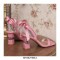 Strange Heels Peep Toe String Bead Ankle Ribbon Straps Sandals - Pink