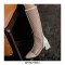 Chunky Heels Back Zipper Knee High Transparent Dots Mesh Boots - Beige