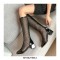 Chunky Heels Back Zipper Knee High Transparent Dots Mesh Boots - Black