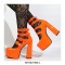 Round Toe Chunky Heels Platforms Ankle Buckle Straps Punk Rock Gothic Pumps - Rose Red