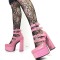 Round Toe Chunky Heels Platforms Ankle Buckle Straps Punk Rock Gothic Pumps - Rose Red