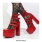 Round Toe Chunky Heels Platforms Ankle Buckle Straps Punk Rock Gothic Pumps - Rose Red