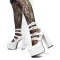 Round Toe Chunky Heels Platforms Ankle Buckle Straps Punk Rock Gothic Pumps - White