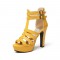Palm Springs Peep Toe Cuban Heels Ankle T-Straps Gladiator Summer Platform with Back Zipper - Yellow