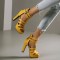 Palm Springs Peep Toe Cuban Heels Ankle T-Straps Gladiator Summer Platform with Back Zipper - Yellow