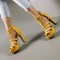Palm Springs Peep Toe Cuban Heels Ankle T-Straps Gladiator Summer Platform with Back Zipper - Yellow