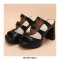 Peep Toe Platforms Chunky Heels Slippers Sandals - Black