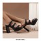 Peep Toe Platforms Chunky Heels Slippers Sandals - Black