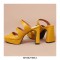 Peep Toe Platforms Chunky Heels Slippers Sandals - Yellow