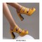 Peep Toe Platforms Chunky Heels Slippers Sandals - Yellow