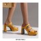 Peep Toe Platforms Chunky Heels Slippers Sandals - Yellow