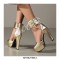 Peep Toe Square Cover Heels Platform Ankle Lace Up Pumps with Back Zipper - Gold