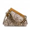 Snake Print Vintages Wooden Clips Trend Shoulder Bags - Khaki