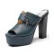 Manhattan Peep Toe Cuban Heels Platform Summer Sandals - Blue