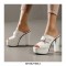 Manhattan Peep Toe Cuban Heels Platform Summer Sandals - White