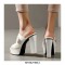 Manhattan Peep Toe Cuban Heels Platform Summer Sandals - White