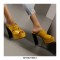 Manhattan Peep Toe Cuban Heels Platform Summer Sandals - Yellow