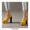 Manhattan Peep Toe Cuban Heels Platform Summer Sandals - Yellow