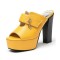 Manhattan Peep Toe Cuban Heels Platform Summer Sandals - Yellow