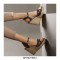 Peep Toe Knitted Straw Wedge Ankle Strap Elegant Sandal  - Blue
