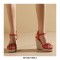Peep Toe Knitted Straw Wedge Ankle Strap Elegant Sandal  - Red