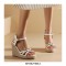 Peep Toe Knitted Straw Wedge Ankle Strap Elegant Sandal  - White