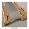 Peep Toe Knitted Straw Wedge Ankle Strap Elegant Sandal  - Yellow