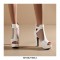 Peep Toe Cuban Heels Transparent Platform T Ankle Buckle Strap Booties with Back Zipper - White