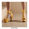 Peep Toe Cuban Heels Transparent Platform T Ankle Buckle Strap Booties with Back Zipper - Yellow