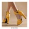 Peep Toe Cuban Heels Transparent Platform T Ankle Buckle Strap Booties with Back Zipper - Yellow