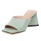 Open Square Toe Chunky Heels Summer Slippers Sandals - Sea Green