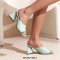 Open Square Toe Chunky Heels Summer Slippers Sandals - Sea Green